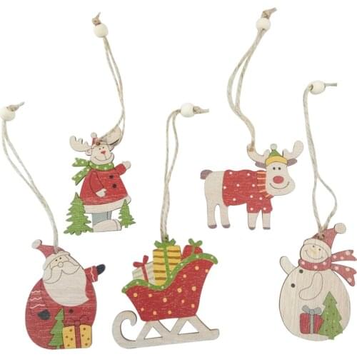 5pcs Wooden Christmas Ornaments Unfinished Wood Slices for Christmas Decoration and DIY Craft Making