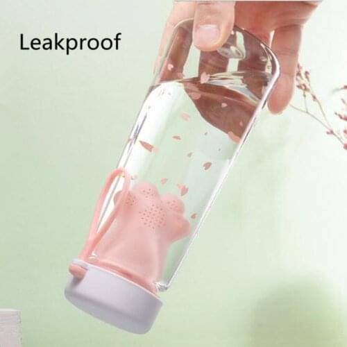 550ML Grils Kids Sport Water Bottle With Cute Cat Paw Infuser For Outdoor School Travel Portable Drinking Bottle Bicycle bottle