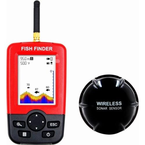0.6-45M 125KHZ 90 Degree English Wireless Fish Detector Fish Finder Echo Sounder Fishing Tools