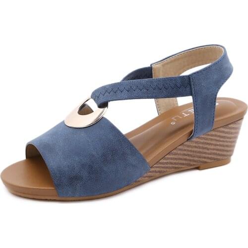 Bohemian Style Fashion Wedges Sandals for Women 2021 Summer High Heels Party Shoes Ladies Large Size Casual Sandalias De Mujer