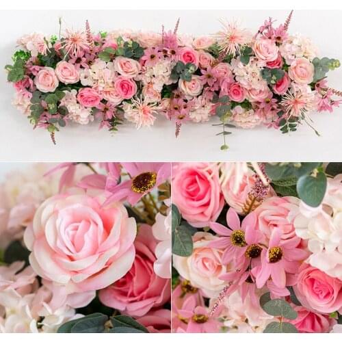 100cm artificial flower custom wedding flower wall arrangement supplies silk peony row decor for T station iron arch backdrop