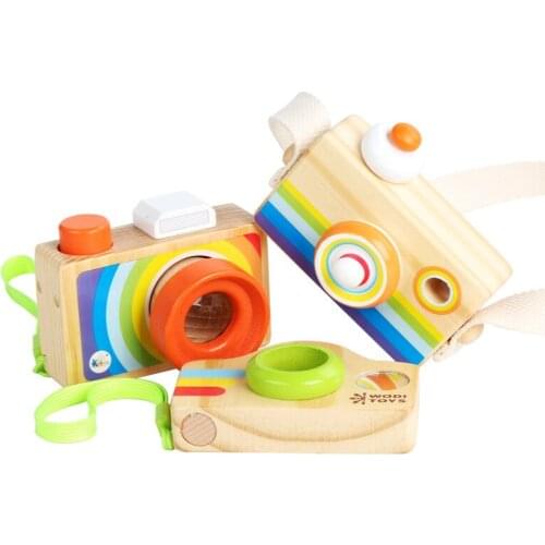 Wooden Camera Toy Multi-prism Kaleidoscope Creative Simulation SLR Camera Kids Pretend Play Education Toys For Children Kids