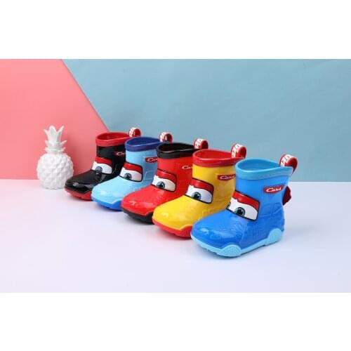 Disney Childrens Rain Boots Boys Car Four Seasons In-tube Anti-skid Rubber Shoes Kindergarten Kids Student Water Shoes
