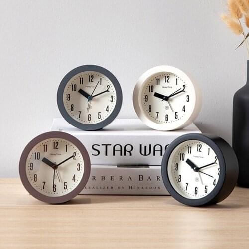 Home Decor Fashion Creative Alarm Clock Retro Round Multi-function Simple Bedside Personality Small Mute Cloc