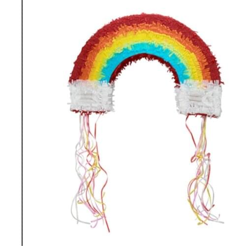 Rainbow Pinata Rainbow Shape Paper Pinata Party Backdrop Game Props Knocking Stick Creative Decoration Children Birthday Party