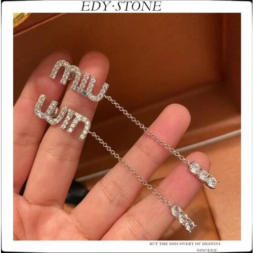 EDY Temperament Super Flash Claw Chain Series Creative Letter E Alloy Rhinestone Pendant Ladies Dinner Wedding Long Earrings