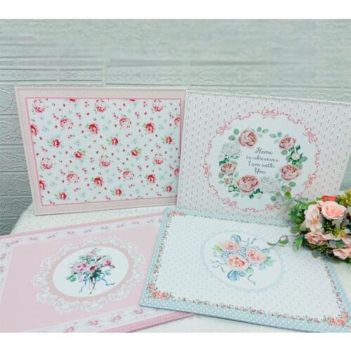 Classic Printing Leather Placemat French Romantic Home Coaster Bowl Mats Waterproof Oil-resistant Placemats Dining Table Mats