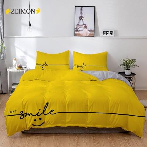 ZEIMON Smile 3D Bedding Set Polyester Comforter Cover Set Grey Inner Side Kids Children Home Textiles Double Duvet Cover 240x220