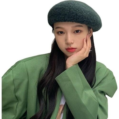 MAXSITI U Autumn and Winter Black Thickened Warm Wool Beret Womens Hats Vintage painter hat bud hat