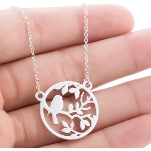 Stainless Steel Cute Tiny Small Bird Pendant Chain Link Animal Sparrow Pendant Necklace for Women Girls