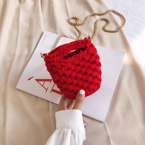 Women Mini Bag New Vintage Woven Ladies Chain Shoulder Bag Cute Girl Coin Purse Messenger Bag Woman Bags