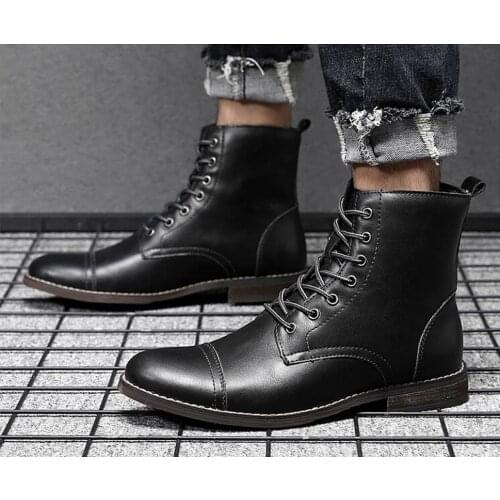 Autumn Size 38-48 Men Leather Boots British Royal Mens shoes Ankle boots Brand Men winter shoes martins Boots