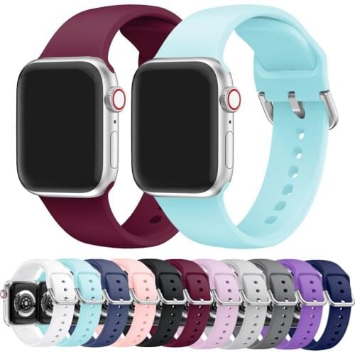 Soft Silicone Sport Band for Apple Watch Series 6 5 4 3 38mm 40mm 42mm 44mm Watchband Bracelet Strap for IWatch Band Accessories