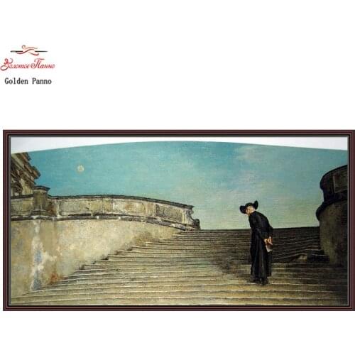 Golden panno Religious Cross Stitch Needlework DMC 14CT 11CT printed Canvas stamped white Portrait diy Embroidery kits Sets 07