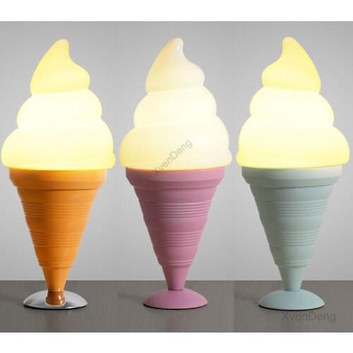 Ice Cream Table Lamp for Dining Room Bedroom Bar Cafe Led Desk Lamps Dessert Shop Night Light Childrens Room Lighting Fixtures