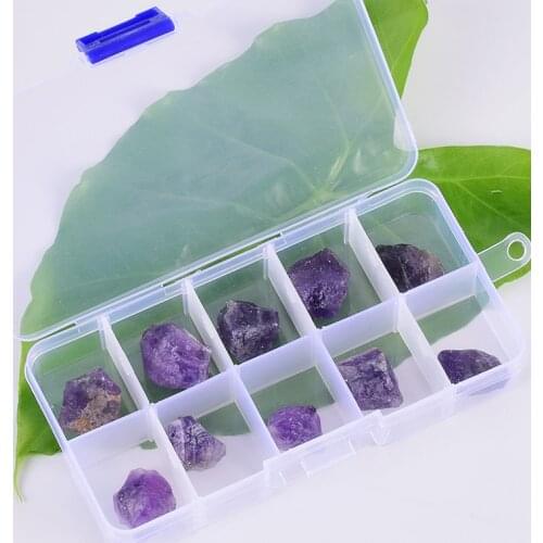 10 pieces/box Raw Stone Dark Amethyst Irregular Natural Rock Purple Mineral For Chakra Healing Specimen Collection Garden Decor
