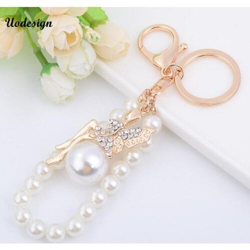 New 2017 Pearl Angle Tassel Key Holder Tassel Keyring Handbag Car Accessories Jewelry Pendant For Women Gifts