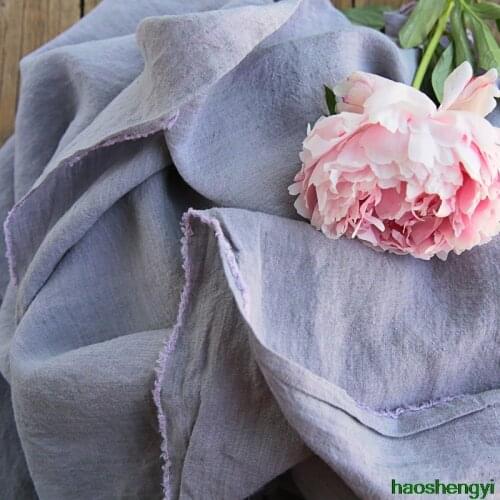 Original withered purple high-count high-density yarn-dyed pure linen garment fabric
