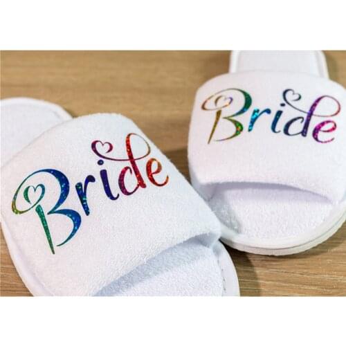 Personalised glitter Wedding Slippers,Custom Bride Slippers,Bridesmaid Gift, Bridal Party Slippers,Bachelorette Party spa Favors