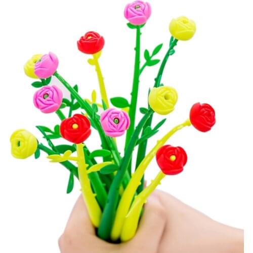 4pc/pack Cute Flower Gel pen Kawaii black ink writing pens for school office Supply Gifts for Students 0.38mm Party Favor