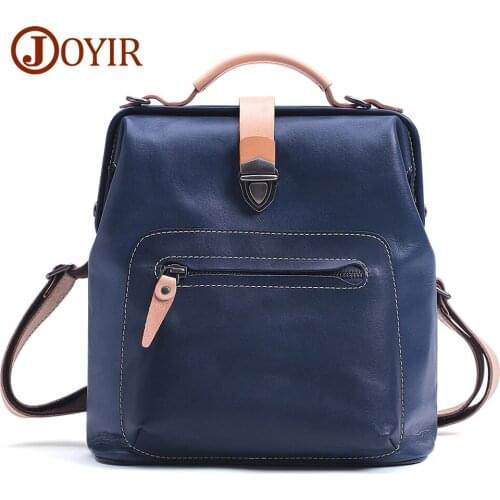 JOYIR Genuine Leather Backpacks Women Rucksack Fashion Designer Womens Knapsack Travel School Backpacks for Teenage Girls