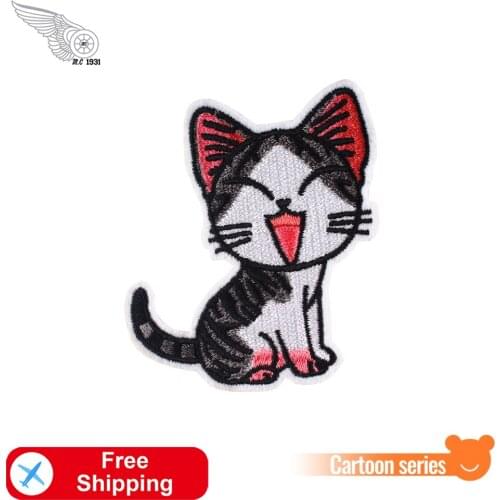 Cartoon Cat Iron On Patches for Clothes Cute Embroidered Patches DIY Applique Animal Badge Kids Dress Bag Jackets Accessories