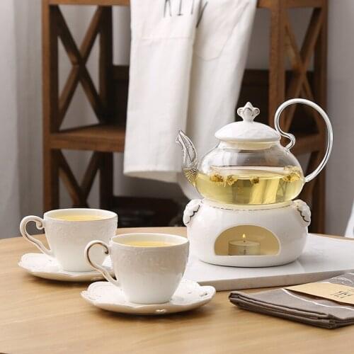 North European Four Leaf Clover Afternoon Tea Cup Flower and Grass Tea Set Bone China Hand Painted Fruit Teapot Set