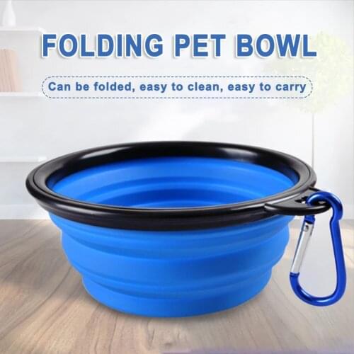 Silica gel folding bowl outdoor portable dog drinking bowl dog food folding pet feeding bowl 350ml small 1000ml large