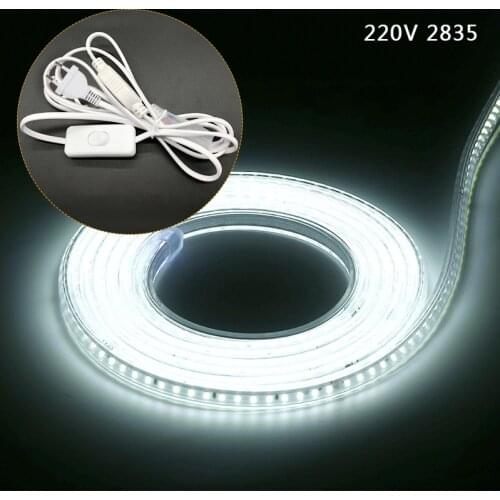 SMD 2835 220V LED Strip Flexible Light 120leds/m Waterproof Led Tape White LED Light With EU Power Plug 1M/2M/3M/5M/10M/15M/20M