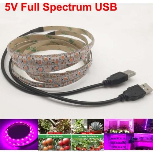 LED Grow Light Full Spectrum USB LED Strip Lights 0.5m 1m 2m 2835 Chip LED Phyto Lamps For Greenhouse Hydroponic Plant Growing