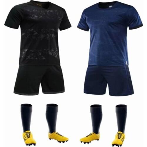 Football Soccer jerseys 2020 2021 blue black men sport running cycling football adults kits soccer uniforms suits Training kits