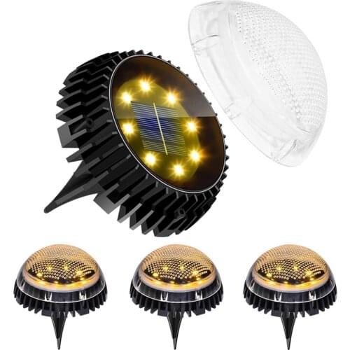 Outdoor 8 LED Solar Garden Disk Light Solar Ground Light Landscape Solar Deck Lights For Lawn Pathway Driveway Patio