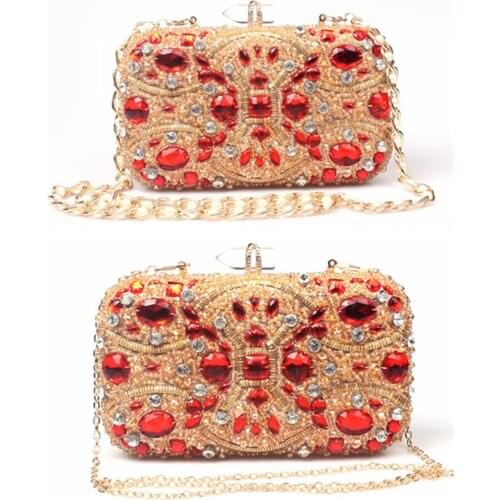 Beaded Bag With Red Diamond Evening Bag High Quality Elegant Ladies Clutch For Wedding Party Handbags For Women 2021 Designer