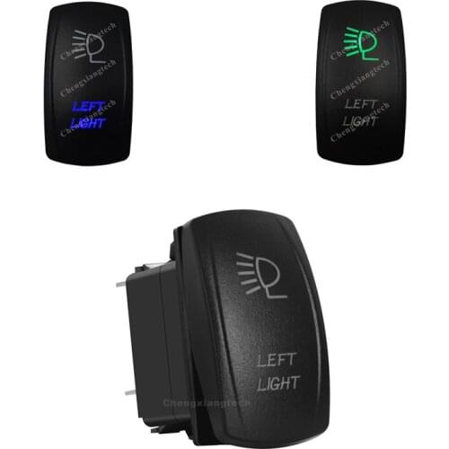 3 Pin SPST On Off Rocker Switch - LEFT LIGHT - Car Boat Marine Up Green & Down Blue Led Toggle Switch for Carling Narva