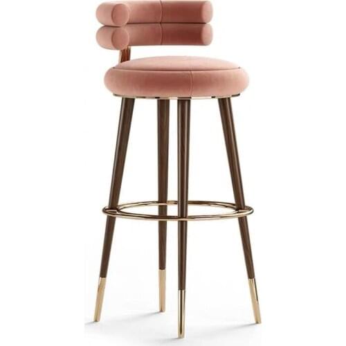 ChinaFurniture factory, Nordic light luxury velvet cushion, stainless steel bar stool
