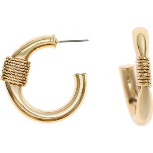 Jaeeyin 2021 Fashion Vintage Gold Color C Shape Stud Earrings New Arrivals Gift For Women Exaggerated Chunky Gold Wire