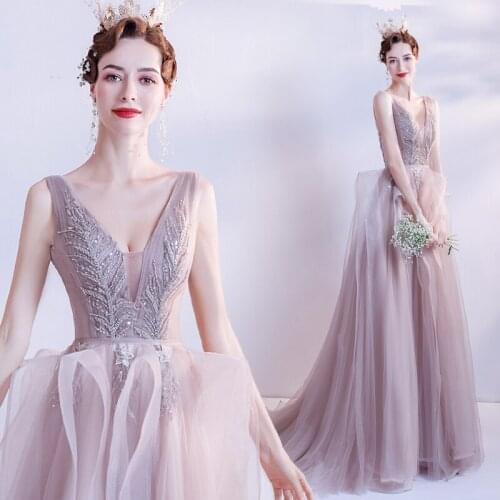 New pink long lady girl fairy prom dress party evening dancing performance dress gown free shipping