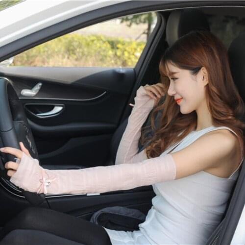 1 Pair Elegant Long Sleeve Lovely Bow Cool Sun UV Protection Net Yarn Women Arm Covers Running Cycling Sleeves for Arm Women
