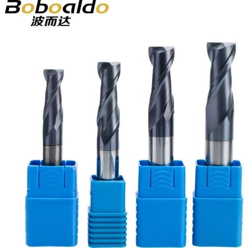 Boboaldo 1PC 2 flutes Solid Carbide End Mill CNC Milling Cutter HRC45 Tungsten steel TiAIN Coat router bits for CNC machine