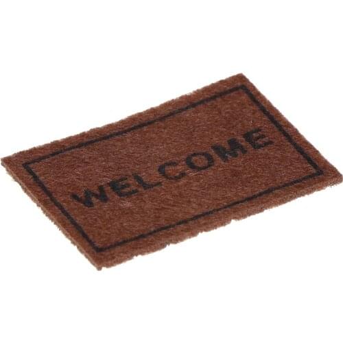 1PCS 6.2X4.2CM Dollhouse Miniature Welcome floor mat Carpet Rug dollhouse accessories Random color