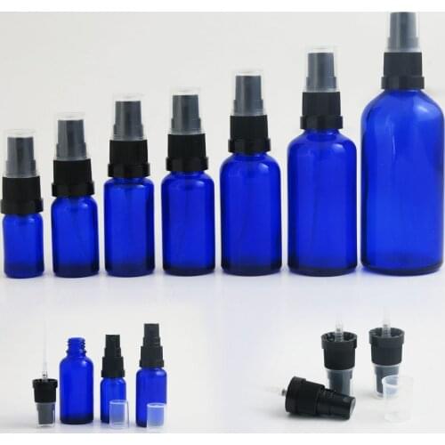 10pcs 30 ml blue glass bottle with sprayer 1OZ Essential Oil Spray Bottle 5ml 10ml 15ml 20ml 30ml 50ml 100ml
