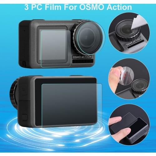 3 PC /Set Lens & Screen Protective Film Tempered Glass Film for DJI OSMO Action Camera