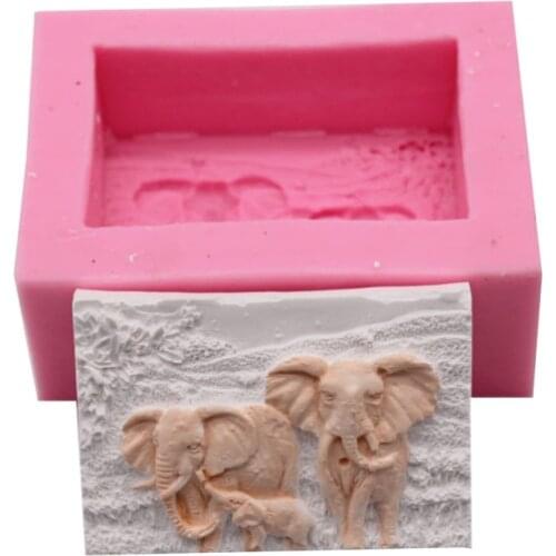 3D Elephant Fondant Cake Mould Square Shape Silicone Mold Soap Making Tools DIY Candle Crafts Aroma Plaster Decorting Supplies