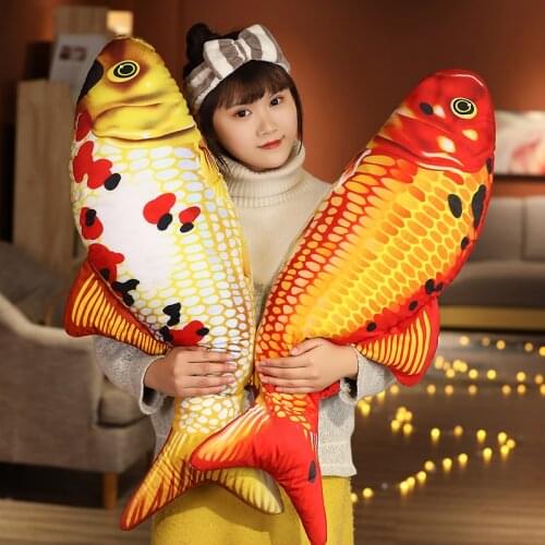80/100cm Cute Lifelike Carp Koi Clownfish Plush Toys Stuffed Lovely Animals Pillow Fish Soft Doll For Girls Kids Birthday Gifts