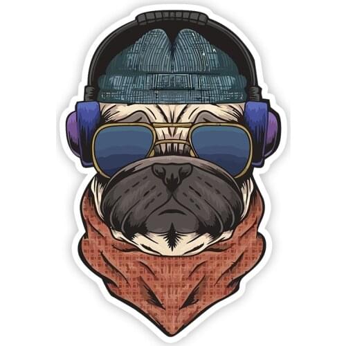 B0799# Various Sizes Self-adhesive Decal Н Стильный мопс (Очки) Car Sticker Waterproof Auto Decors on Bumper Rear Window Laptop