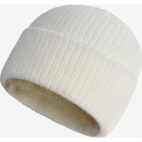 BALDAUREN Winter Mens and Womens Knitted Melon Cap Pinstripe Knitted Flanged Short Cap Pure Color Korean Ski Fisherman Docker