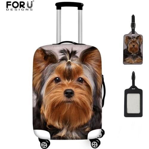 FORUDESIGNS Yorkshire Terrier Print Luggage Cover Thicker Elastic Trolley Case Cover Suitcase Protect Covers for 18-32 Inch Case
