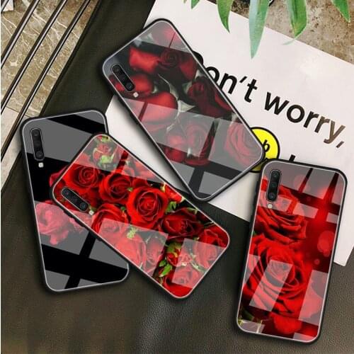 Valentines day roses Tempered Glass Case For Samsung Galaxy A10S A10E A20S A20E A30S A40 A50S A60 A70 A80 A90 A6 A7 A8 Shell