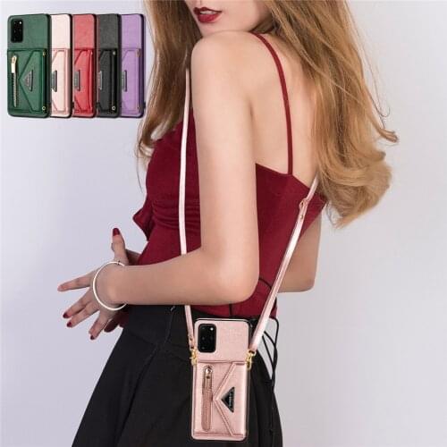 Crossbody Backpack Flip Card bag Phone case For Samsung Galaxy S20/21 Plus Note20 Ultra A51/71 A52/72/12 5G With Long Strap case