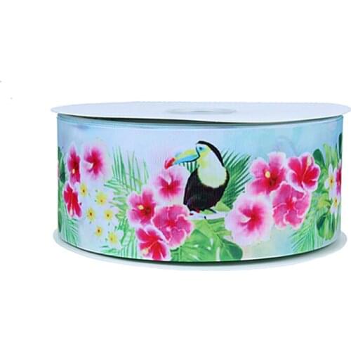 FLRA Ribbon Flower and birds printed decoration ribbons